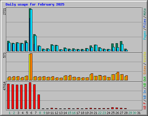 Daily usage for February 2025