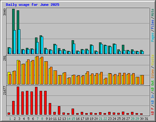 Daily usage for June 2025