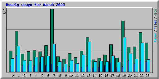Hourly usage for March 2025